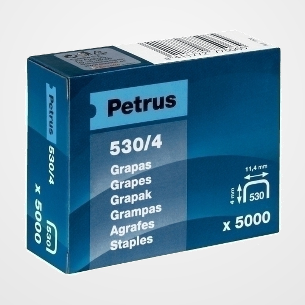 GRAPAS PETRUS CLAVADORA 530/ 4 mm. COBREADAS caja de 5000