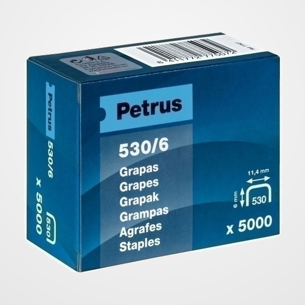 GRAPAS PETRUS CLAVADORA 530/ 6 mm. COBREADAS caja de 5000