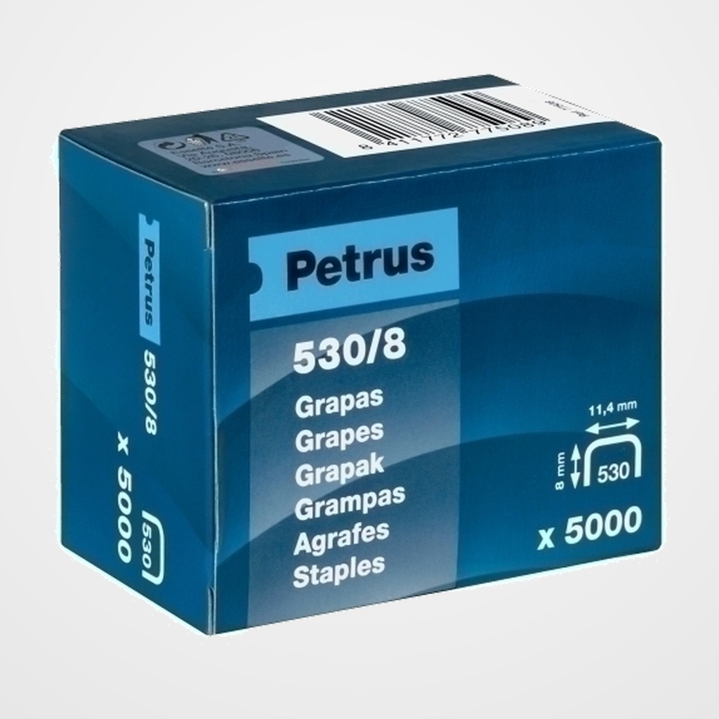 GRAPAS PETRUS CLAVADORA 530/ 8 mm. COBREADAS caja de 5000