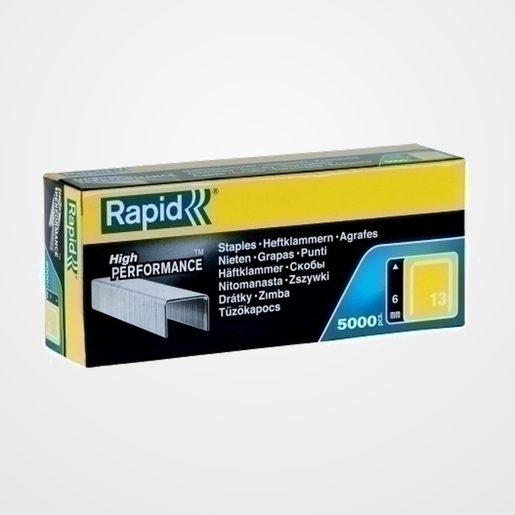 GRAPAS RAPID CLAVADORA 13/ 6 mm. GALVANIZADAS caja de 5000