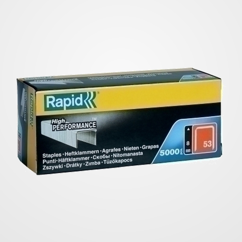GRAPAS RAPID CLAVADORA 53/ 8 mm. GALVANIZADAS caja de 5000
