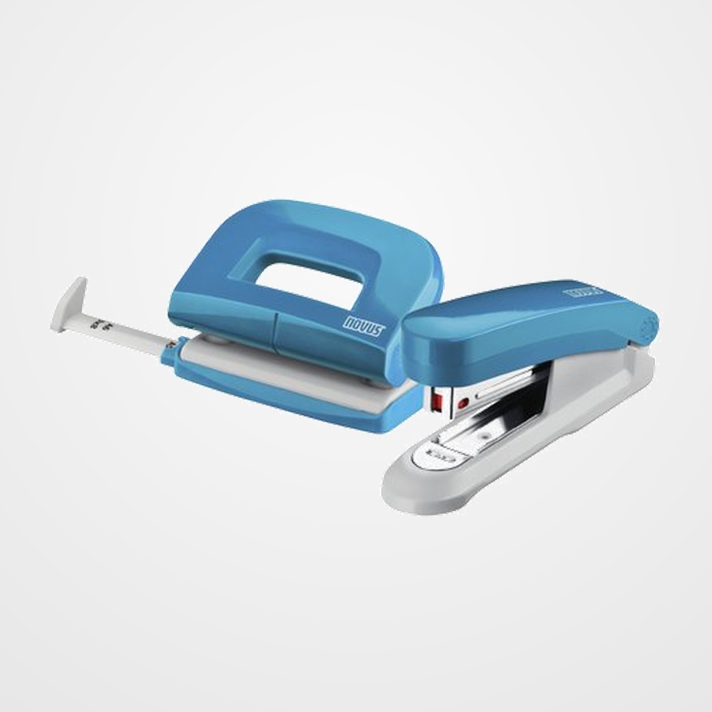 SET GRAPADO NOVUS FRESH GRAPADORA E15(15 H) + TALADRO E210 (10 H) + GRAPAS Nº 10 AZUL PETROL