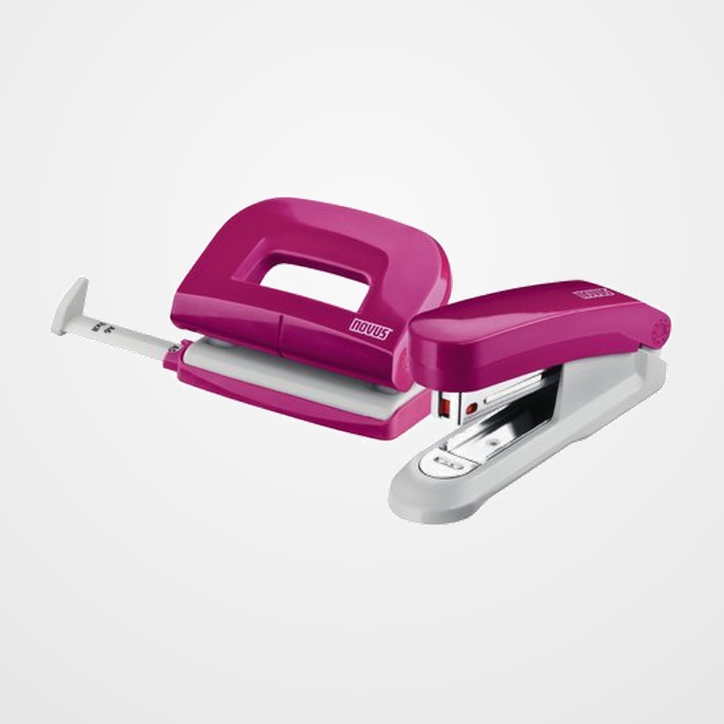 SET GRAPADO NOVUS FRESH SET GRAPADORA E15(15 H) + TALADRO E210 (10 H) + GRAPAS Nº 10 ROSA