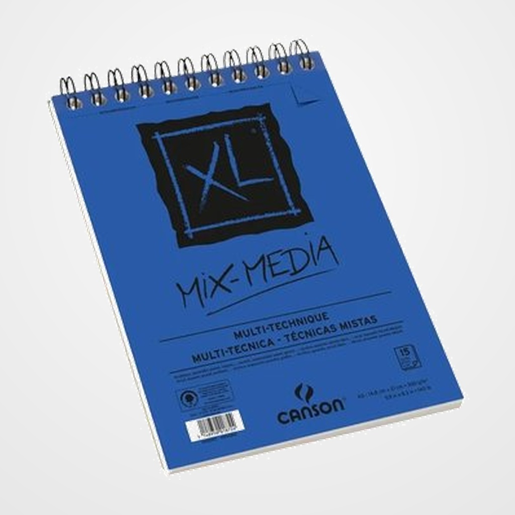 BLOC DE DIBUJO CANSON XL MIX MEDIA TEXTURED CON ESPIRAL GRANO MEDIO A5 300g 15h