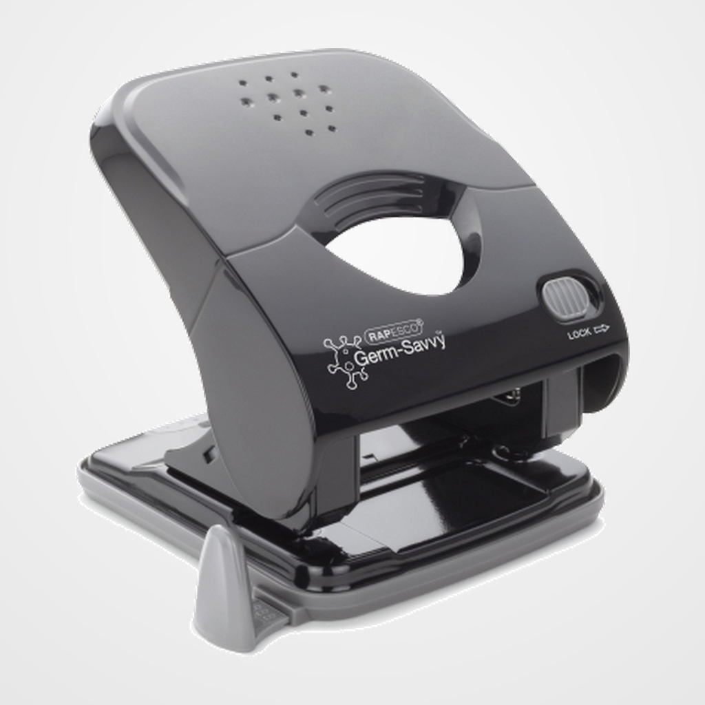 TALADRO 2 P. RAPESCO ANTIBACTERIANO X5 (40 hojas) NEGRO