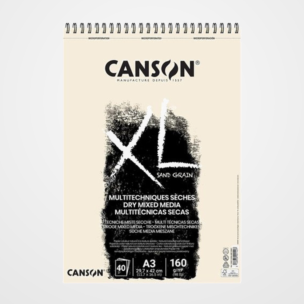 BLOC DE DIBUJO CANSON XL SAND CON ESPIRAL LISO COLOR NATURAL A3 160g 40h