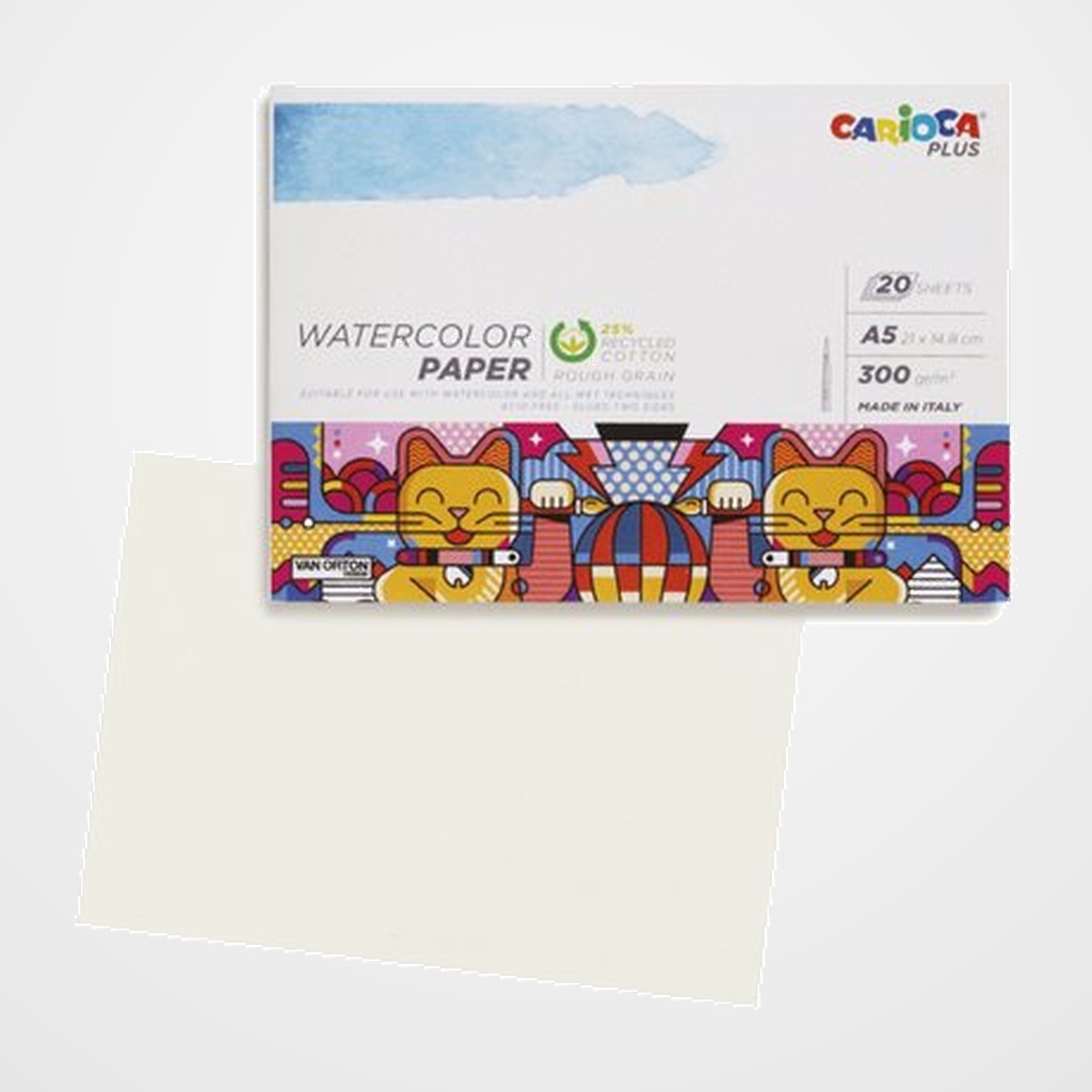 BLOC DE DIBUJO CARIOCA PLUS ACUARELA ENCOLADO A5 300g 20h