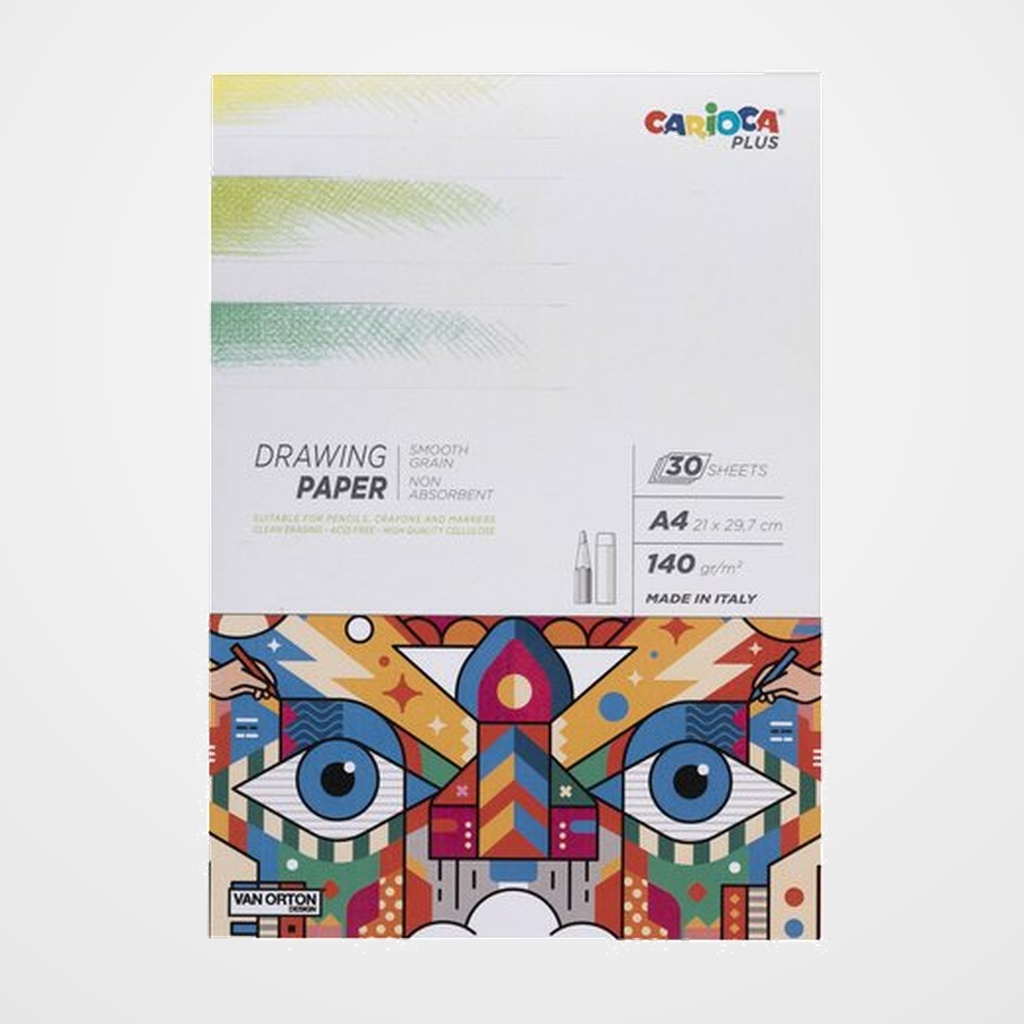 BLOC DE DIBUJO CARIOCA PLUS ENCOLADO LISO GRANO FINO A4 140g 30h