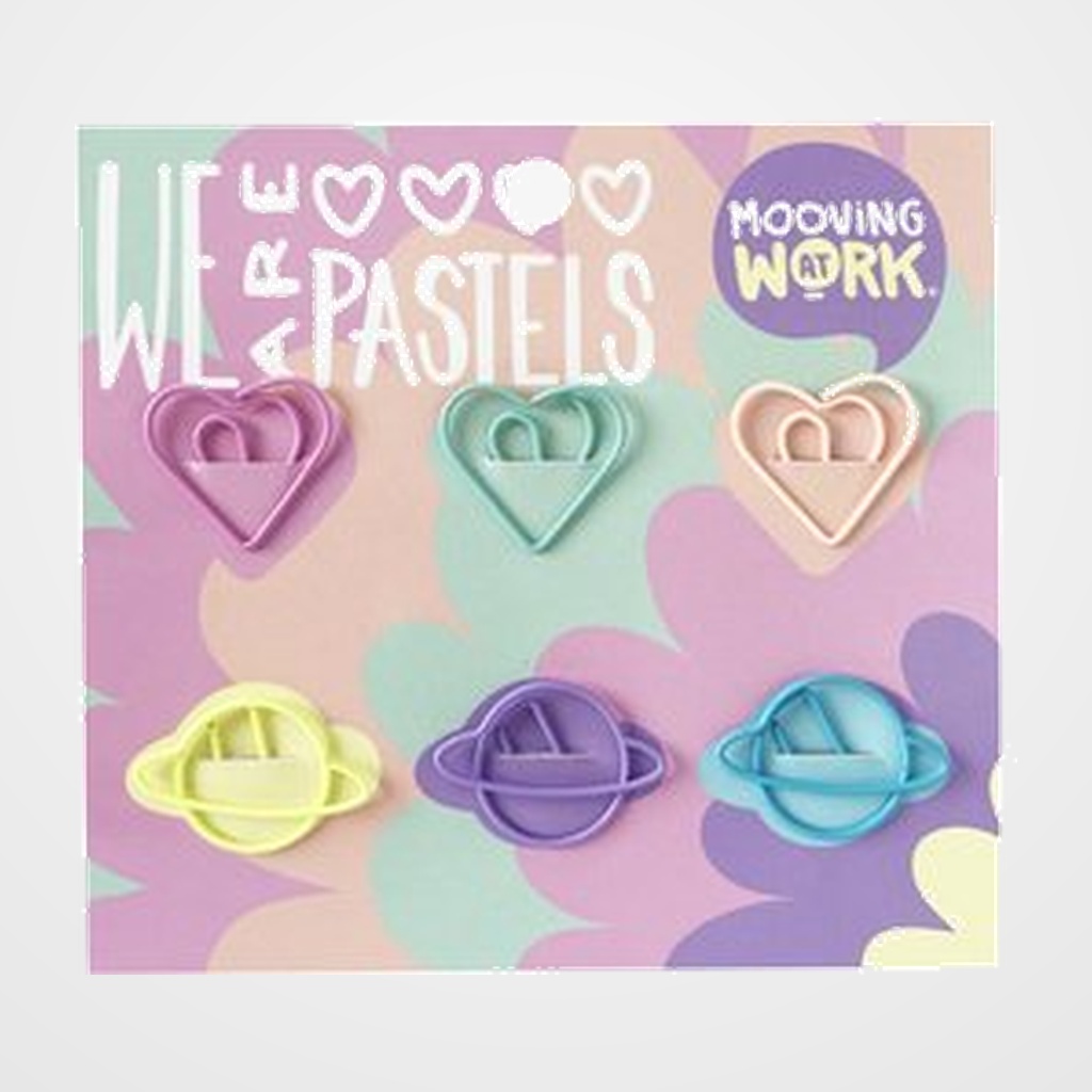 CLIP COLOR MOOVING PASTEL FORMAS 6 PIEZAS
