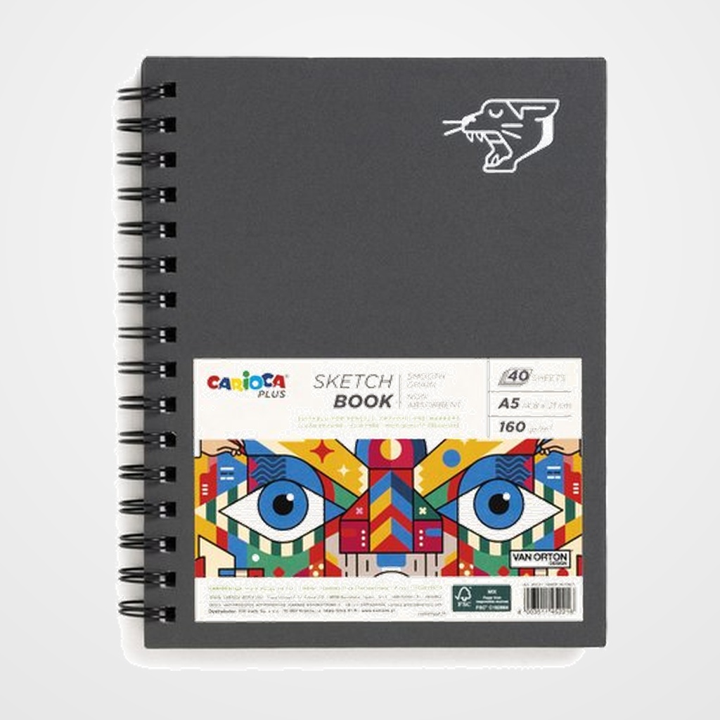 BLOC DE DIBUJO CARIOCA PLUS TAPA DURA LISO GRANO FINO A5 160g 40h