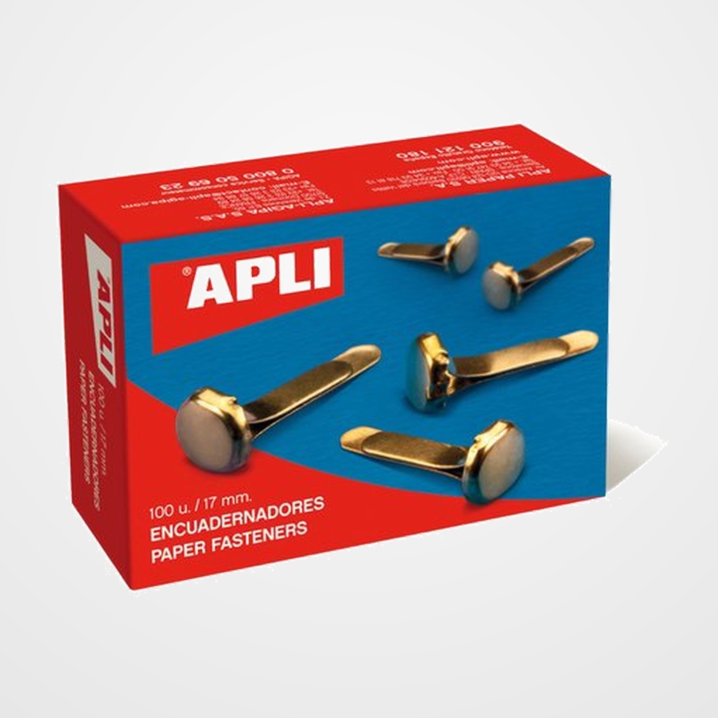 [18101615] ENCUADERNADOR APLI latonado Nº3 (17 mm) CAJA de 100