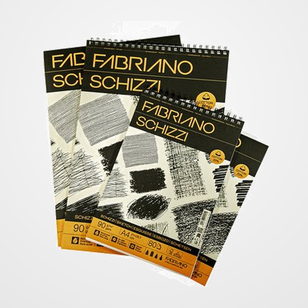 BLOC DE DIBUJO FABRIANO ESBOZO CON ESPIRAL LISO PAPEL SCHIZZI A4 90g 80h