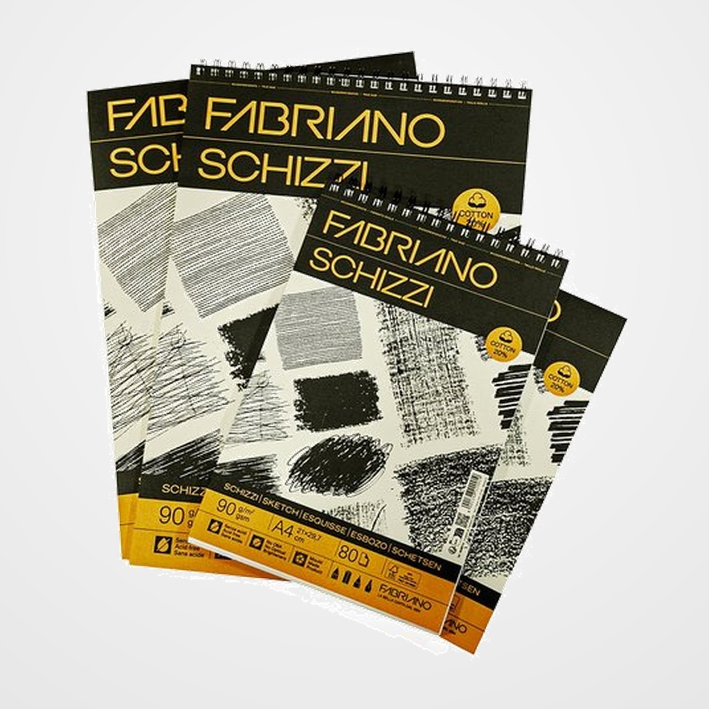 BLOC DE DIBUJO FABRIANO ESBOZO ENCOLADO LISO PAPEL SCHIZZI A4 90g 80h