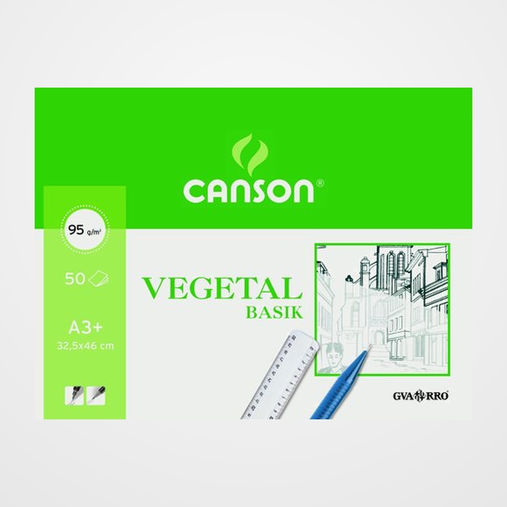 BLOC DE DIBUJO GUARRO-CANSON BASIK VEGETAL ENCOLADO A3+ 95g 50h