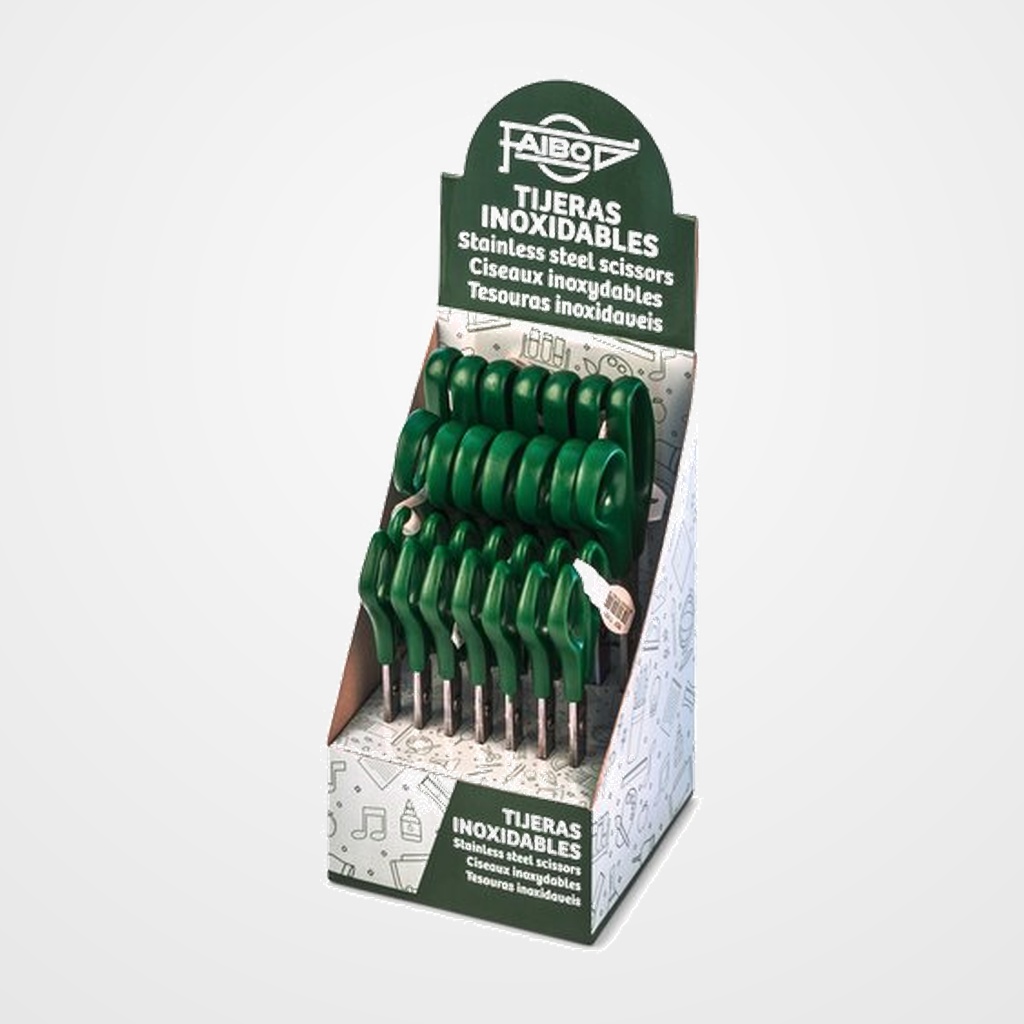 TIJERAS FAIBO ERGONOMICA SURTIDO EXPOSITOR DE 14 (7x 16cm, 7x 21 cm)