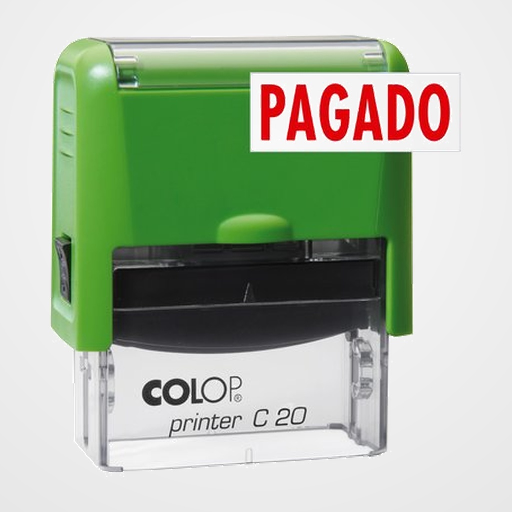 SELLO ent.AUT. COLOP PRINTER C20 (38x14 mm.)  PAGADO  TINTA ROJA