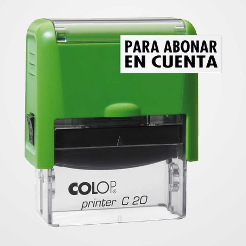 SELLO ent.AUT. COLOP PRINTER C20 (38x14 mm.)  PARA ABONAR EN CUENTA  TINTA NEGRA