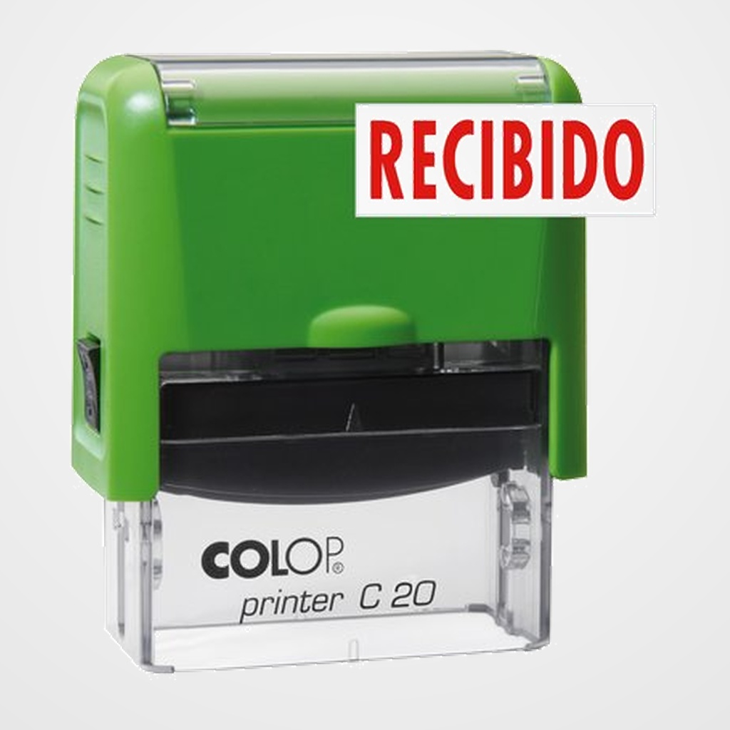 SELLO ent.AUT. COLOP PRINTER C20 (38x14 mm.)  RECIBIDO  TINTA ROJA