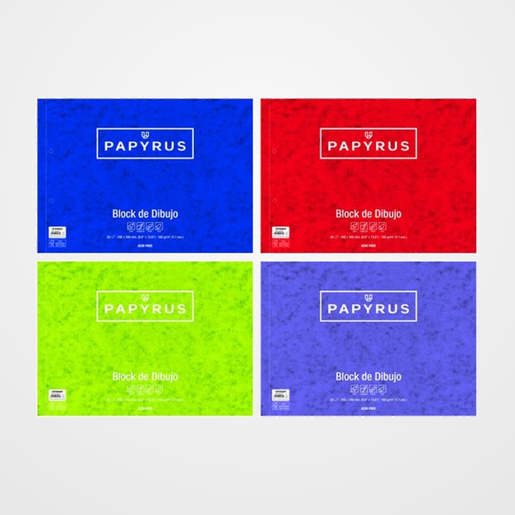 [10002509] BLOC DE DIBUJO PAPYRUS CON ESPIRAL LISO 2 TALADROS Fº PROLONGADO 160g. 20h