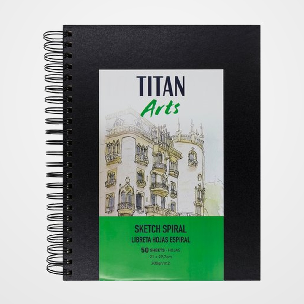 BLOC DE DIBUJO TITAN ARTS CREATIVE CON ESPIRAL TAPA DURA A4 200g 50h