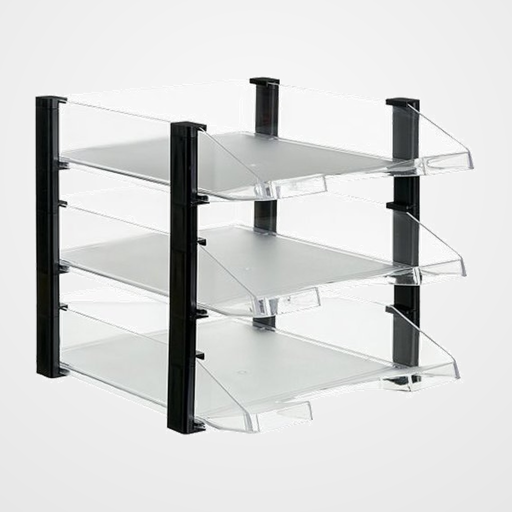 CONJUNTO 3 BANDEJAS ARCHIVO 2000 CON ELEVADOR TRANSPARENTES