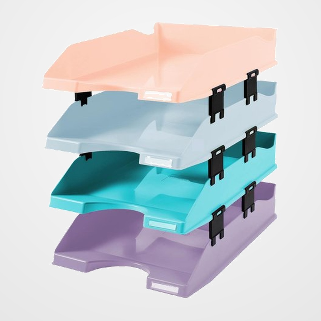 BANDEJA SOBREMESA EXACOMPTA COMBO MIDI AQUAREL GLOSSY PASTEL SET de 4