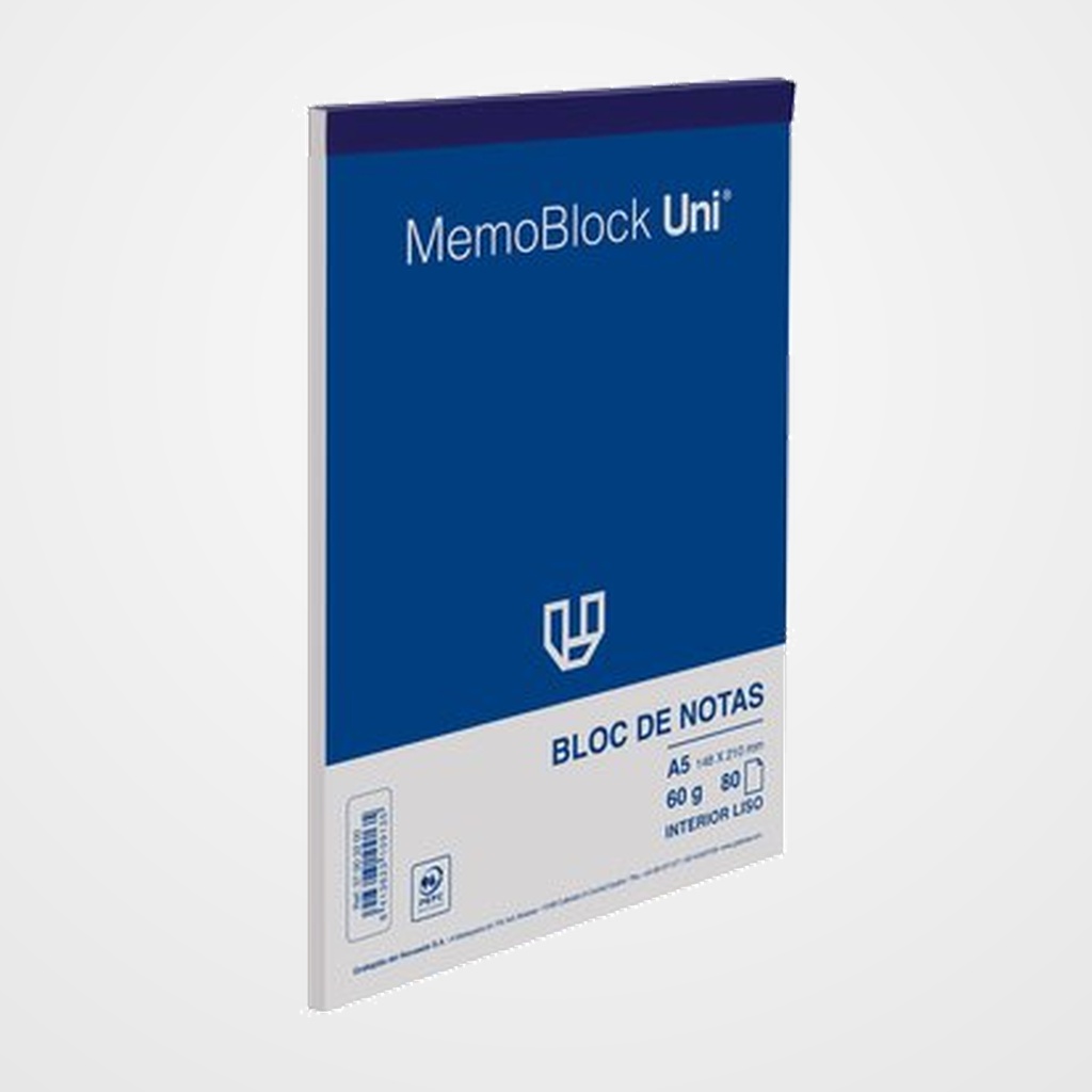 [10003740] BLOC DE NOTAS UNIPAPEL MEMOBLOC A5 80h 60g LISO