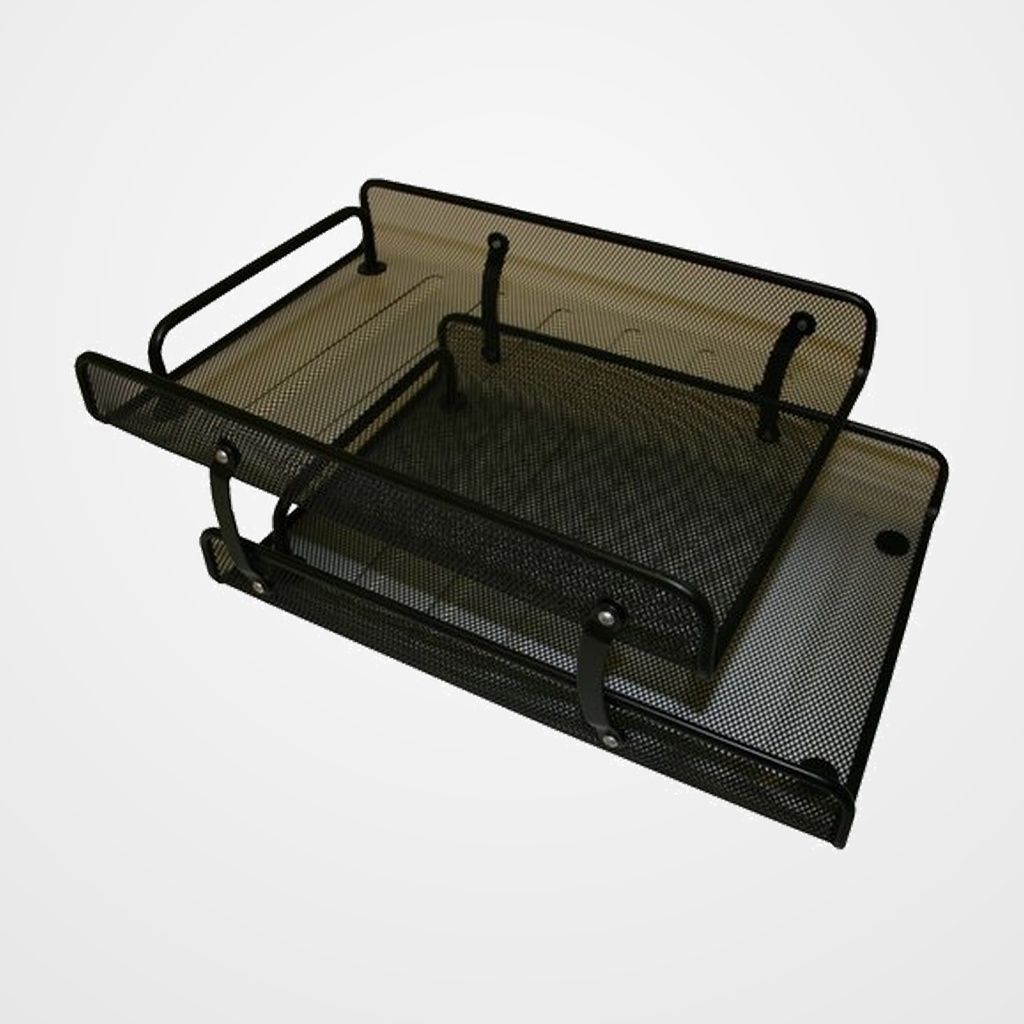 BANDEJA SOBREMESA METALICA MALLA NEGRA DOBLE