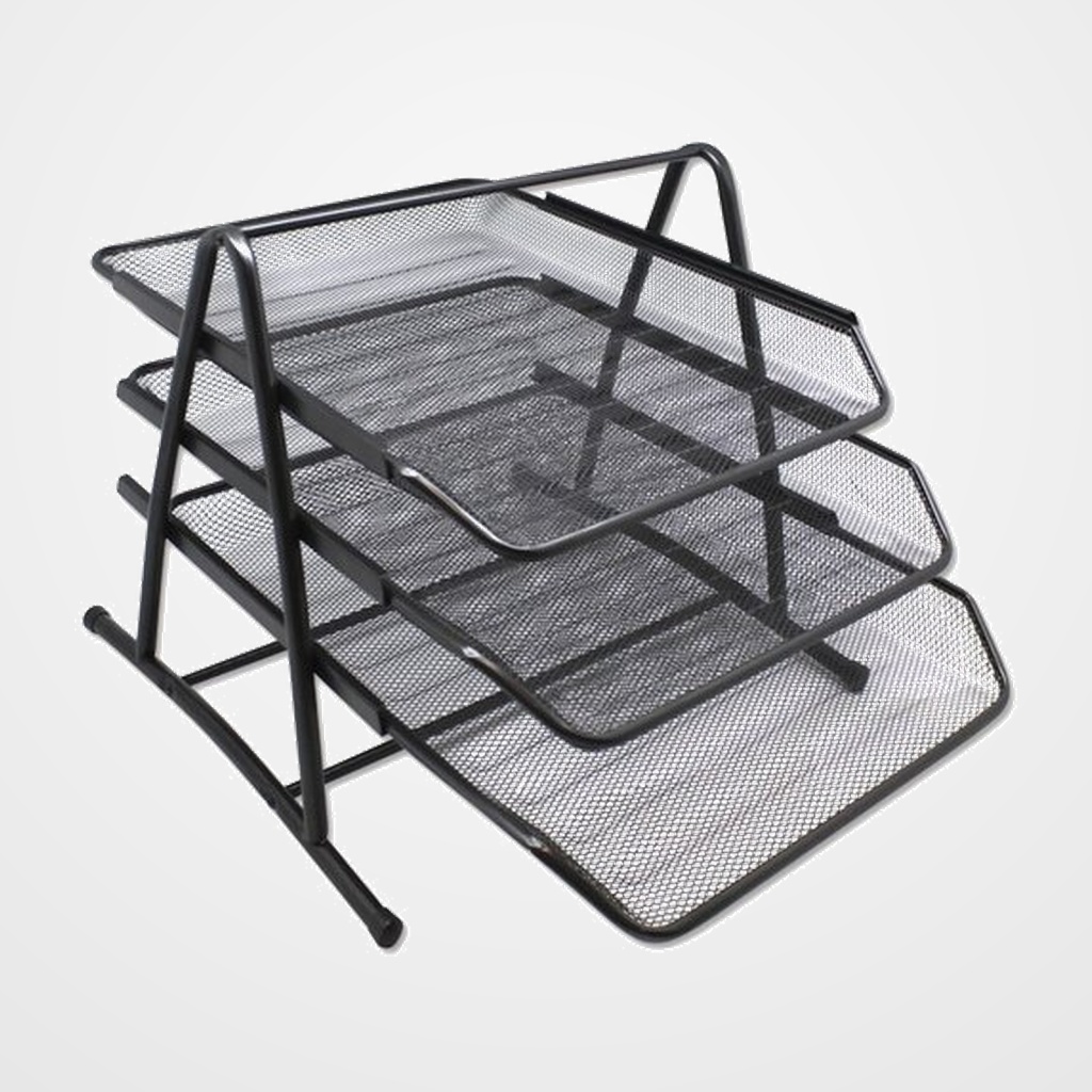 BANDEJA SOBREMESA METALICA MALLA NEGRA SET DE 3