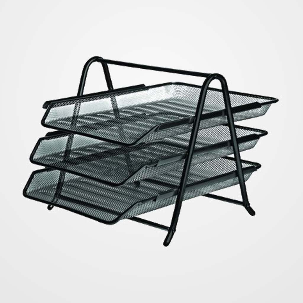 BANDEJAS SOBREMESA FOROFIS METALICA MALLA NEGRA SET DE 3