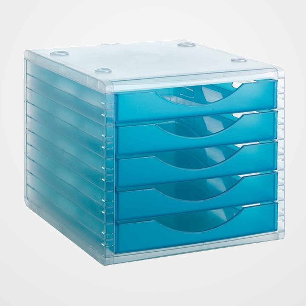 MODULO 5 CAJONES ARCHIVOTEC TRASLUCIDO CRISTAL/AZUL MAR