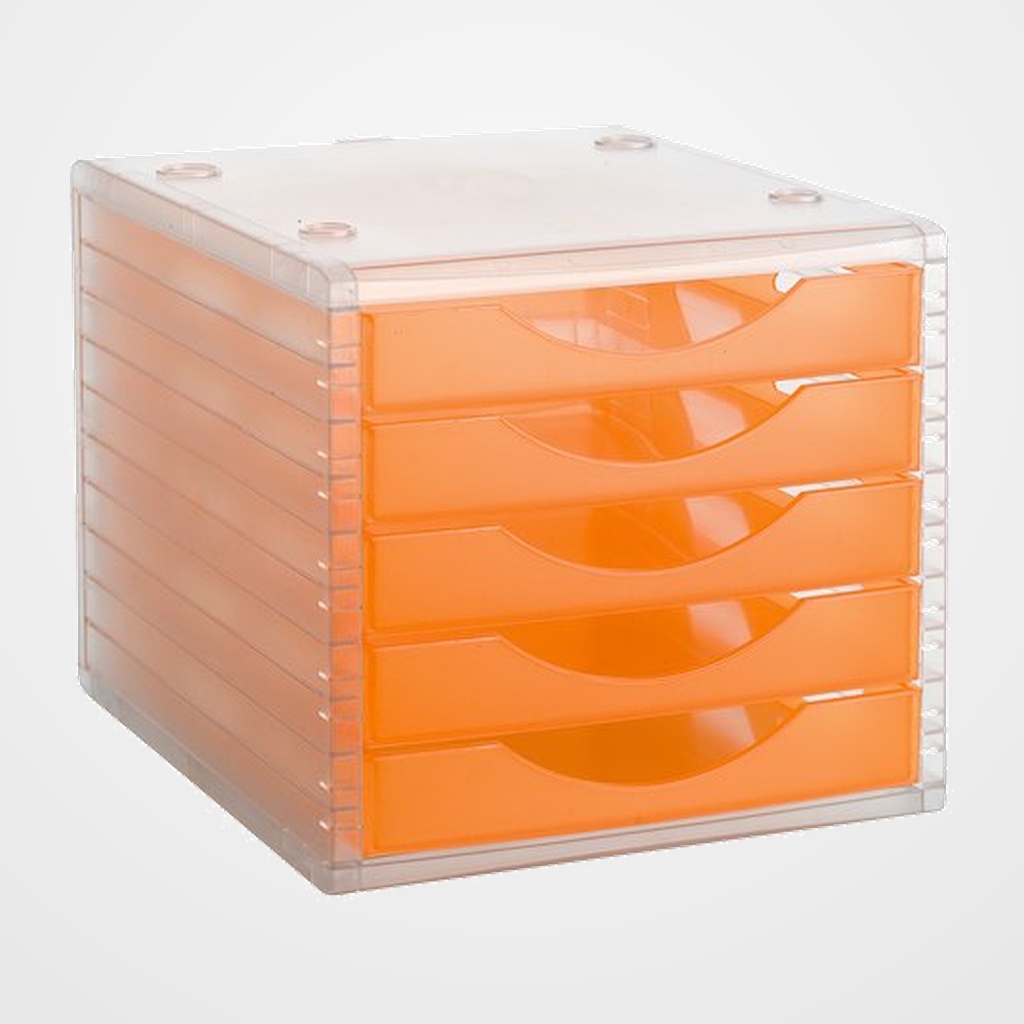 [14504154] MODULO 5 CAJONES ARCHIVOTEC TRASLUCIDO CRISTAL/NARANJA