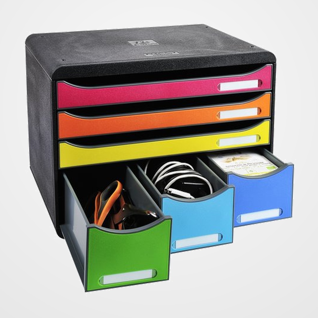 MODULO EXACOMPTA STORE-BOX MAXI 6 CAJONES COLORES NEGRO/ARLEQUIN