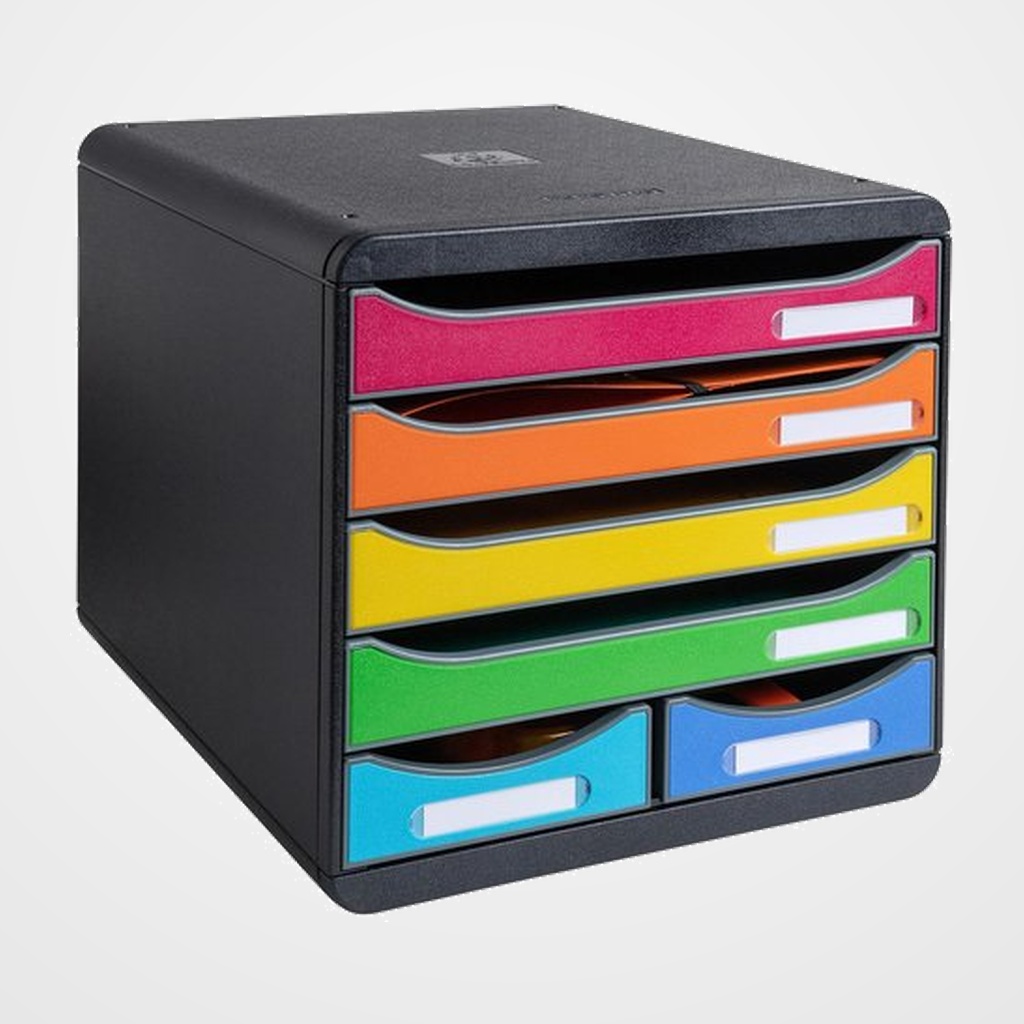 MODULO EXACOMPTA IDERAMA ARLEQUIN 6 CAJONES BIG BOX MAXI NEGRO/COLORES SURTIDOS
