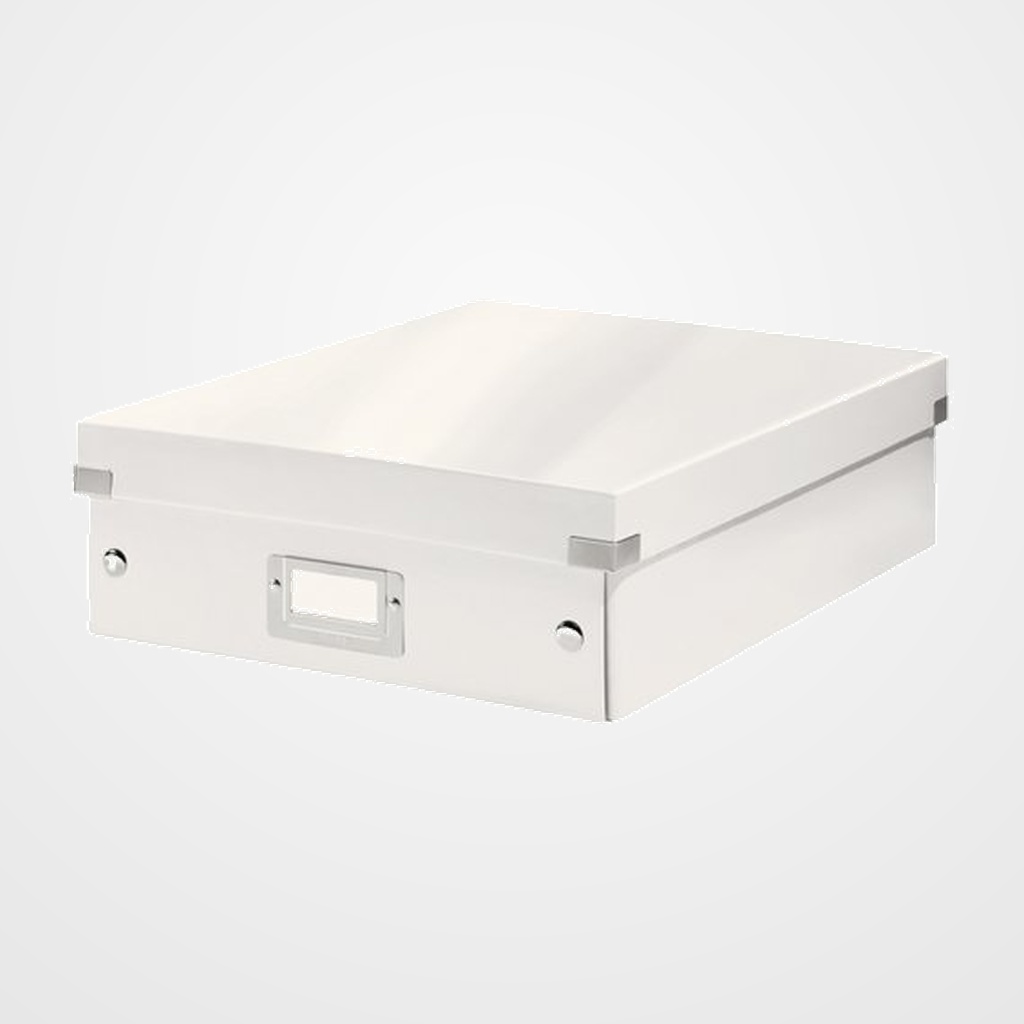 CAJA PARA ALMACENAMIENTO LEITZ CLICK&STORE ORGANIZADORA 85% CARTON RECICLADO MEDIANA 280x100x370 mm BLANCO