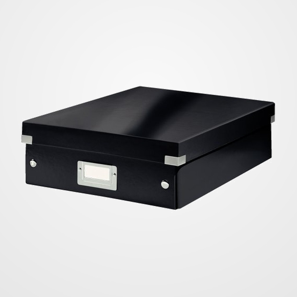 CAJA PARA ALMACENAMIENTO LEITZ CLICK&STORE ORGANIZADORA 85% CARTON RECICLADO MEDIANA 280x100x370 mm NEGRO