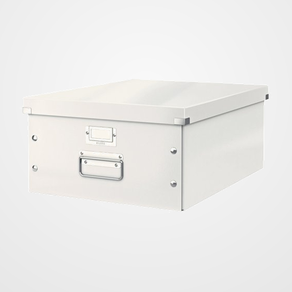 CAJA PARA ALMACENAMIENTO LEITZ CLICK&STORE 85% CARTON RECICLADO 29 LITROS GRANDE 369x200x484 mm BLANCO