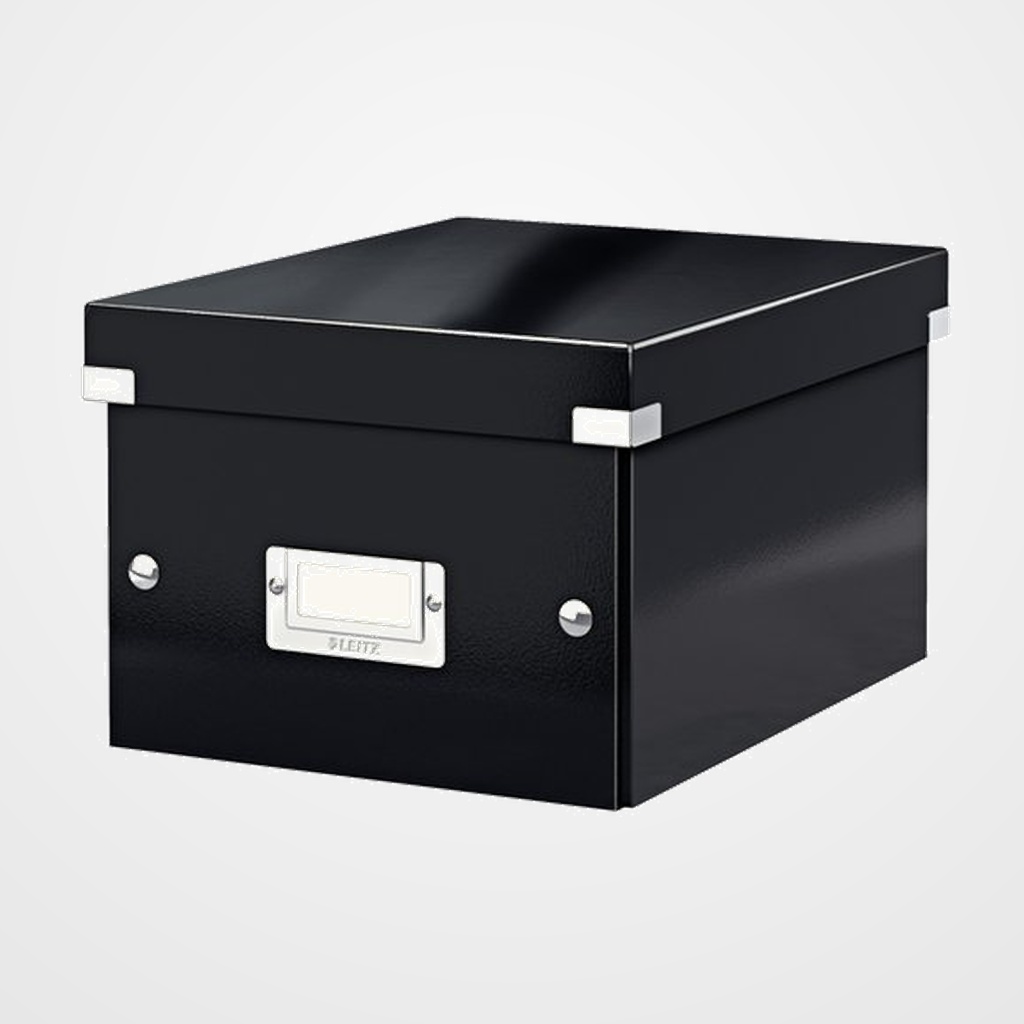 CAJA PARA ALMACENAMIENTO LEITZ CLICK&STORE 85% CARTON RECICLADO 7 LITROS PEQUEÑA 216x160x282 mm NEGRO