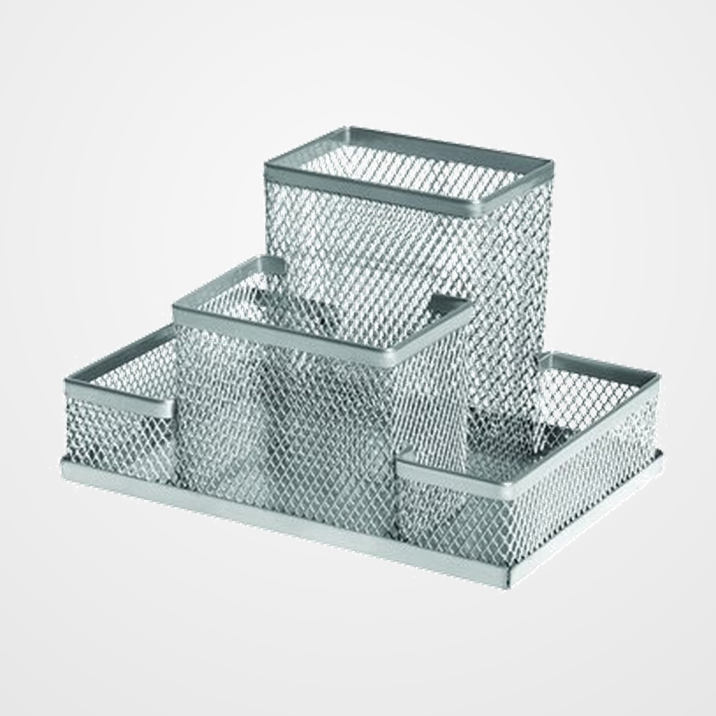 ORGANIZADOR SOBREMESA FOROFIS RECTANGULAR METALICO MALLA PLATEADO