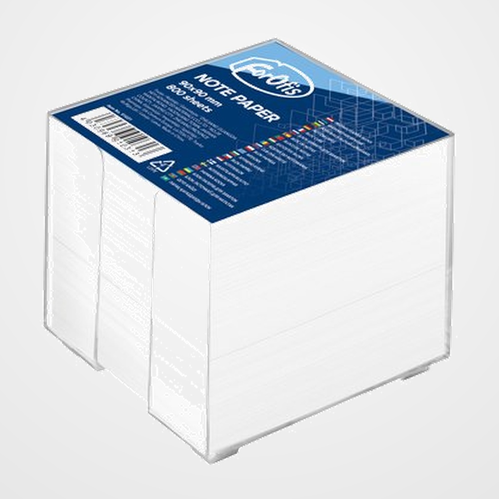 PORTA NOTAS FOROFIS 90x90 mm TRANSPARENTE CON 800 NOTAS BLANCAS INCLUIDAS