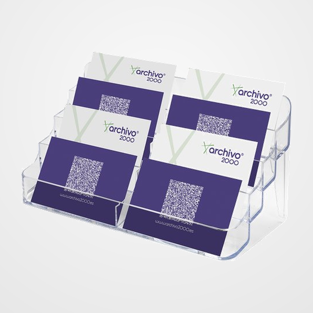 PORTATARJETAS SOBREMESA A.2000 HORIZONTAL 8 COMPARTIMENTOS CRISTAL