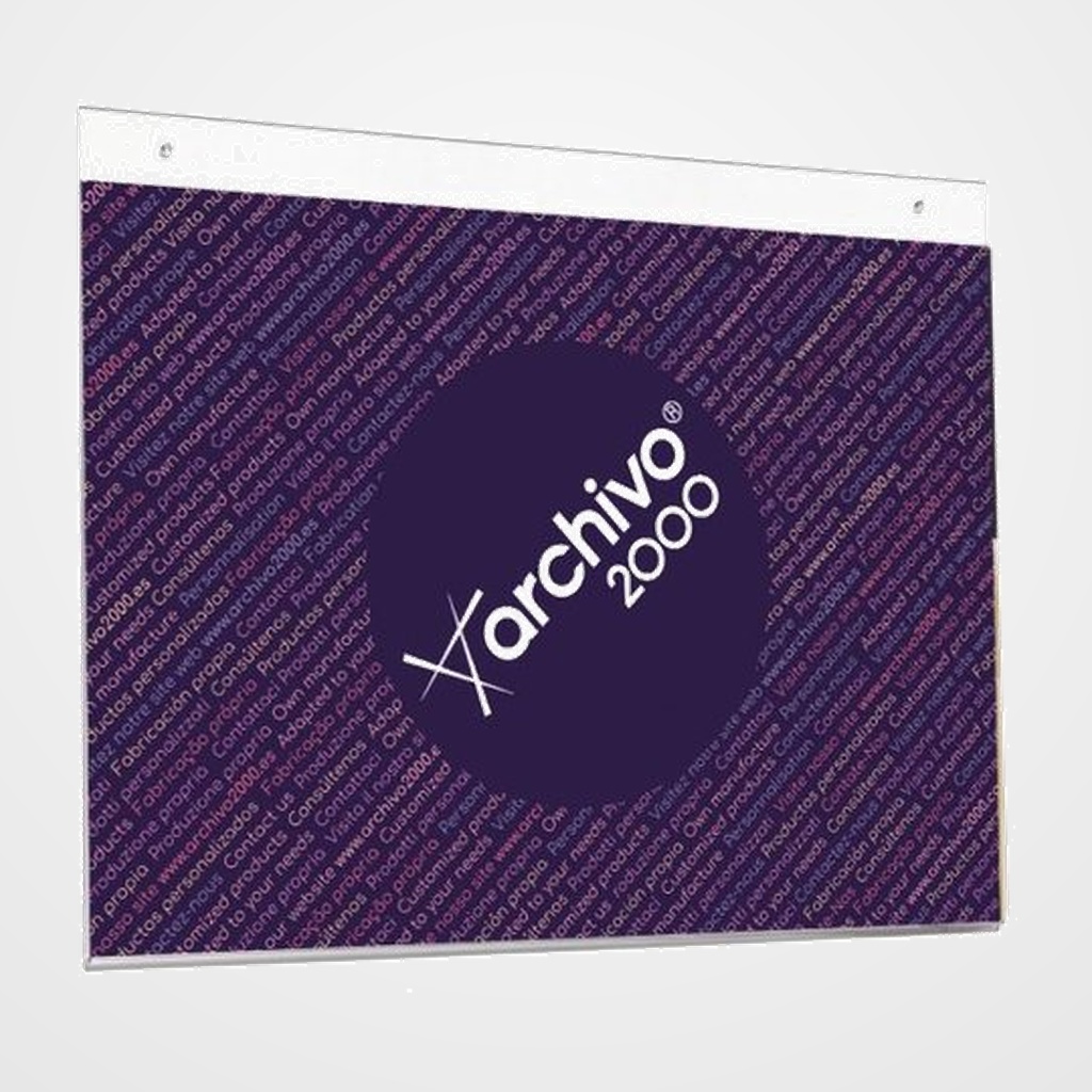 EXPOSITOR MURAL A4 HORIZONTAL CRISTAL CON TALADROS