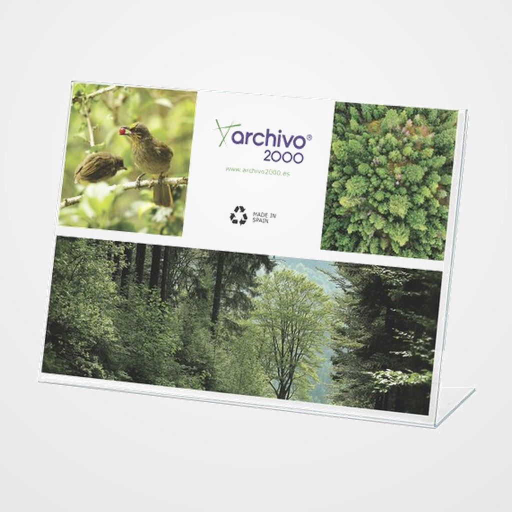 EXPOSITOR SOBREMESA EN FORMA DE L A3 HORIZONTAL CRISTAL