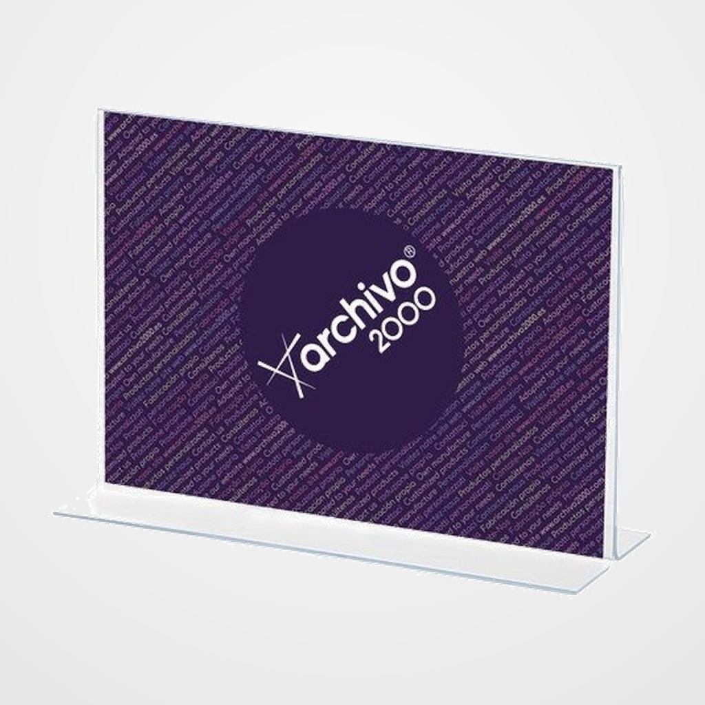 EXPOSITOR SOBREMESA EN FORMA DE T A3 HORIZONTAL CRISTAL
