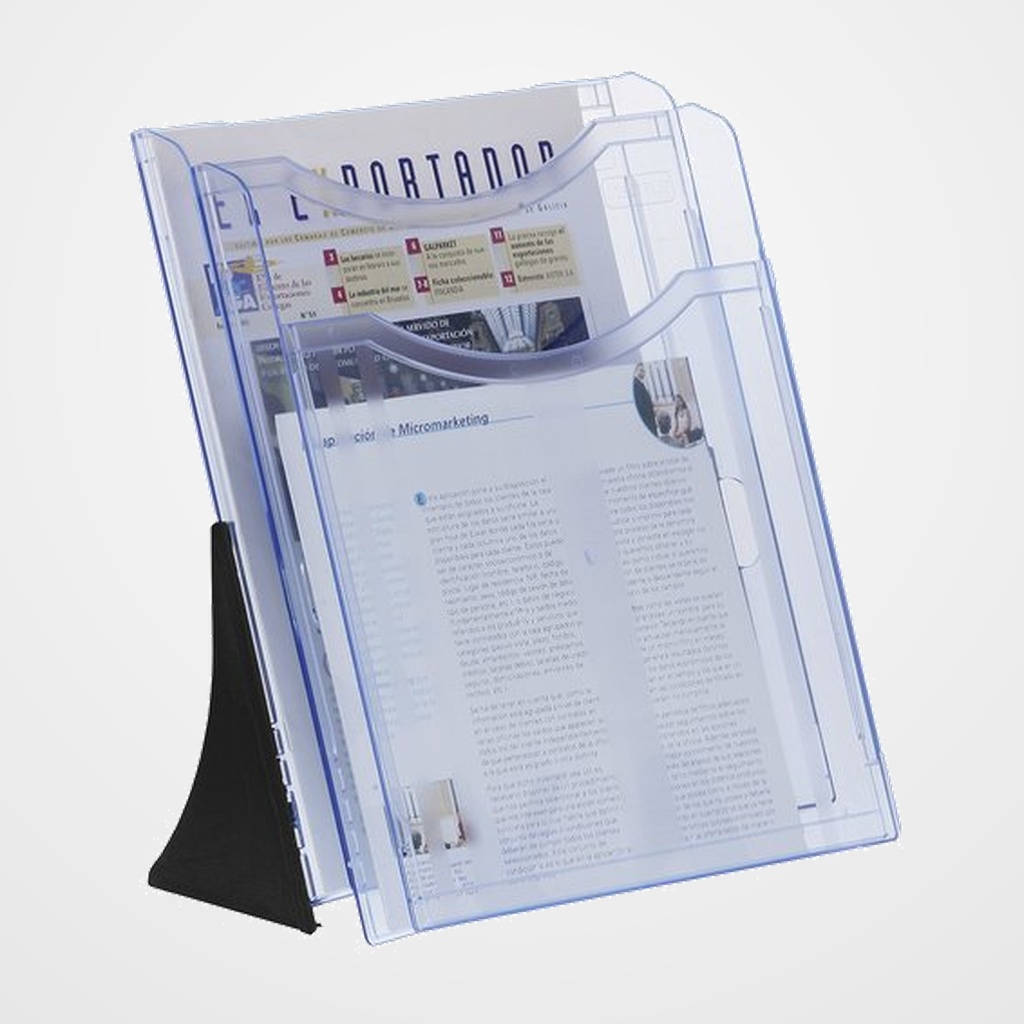 SOPORTE VERTICAL 2 BANDEJAS A4 ARCHIPLAY AZUL TRANSPARENTE