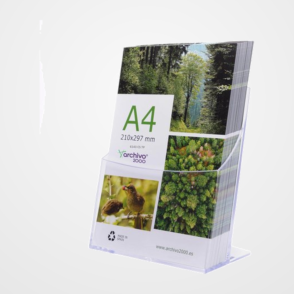 PORTAFOLLETOS SOBREMESA A.2000 A4 VERTICAL 1 COMPARTIMENTO PREMIUM CRISTAL