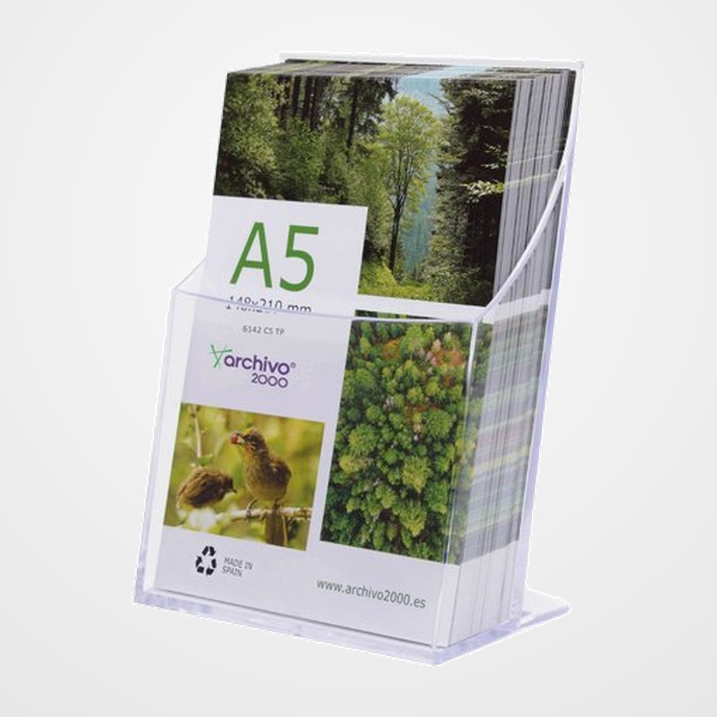 PORTAFOLLETOS SOBREMESA A.2000 A5 VERTICAL 1 COMPARTIMENTO PREMIUM CRISTAL