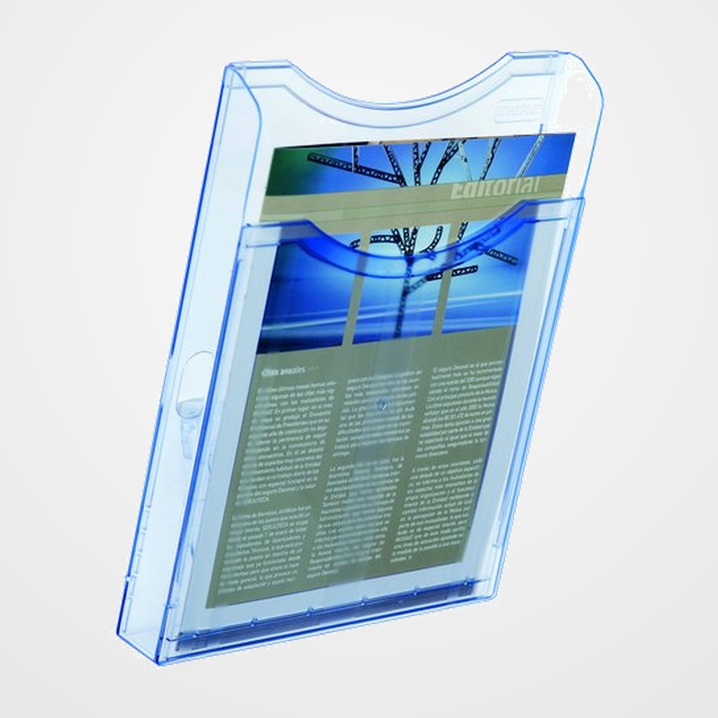 SOPORTE MURAL DE 1 BANDEJA A4 ARCHIPLAY AZUL TRANSP.