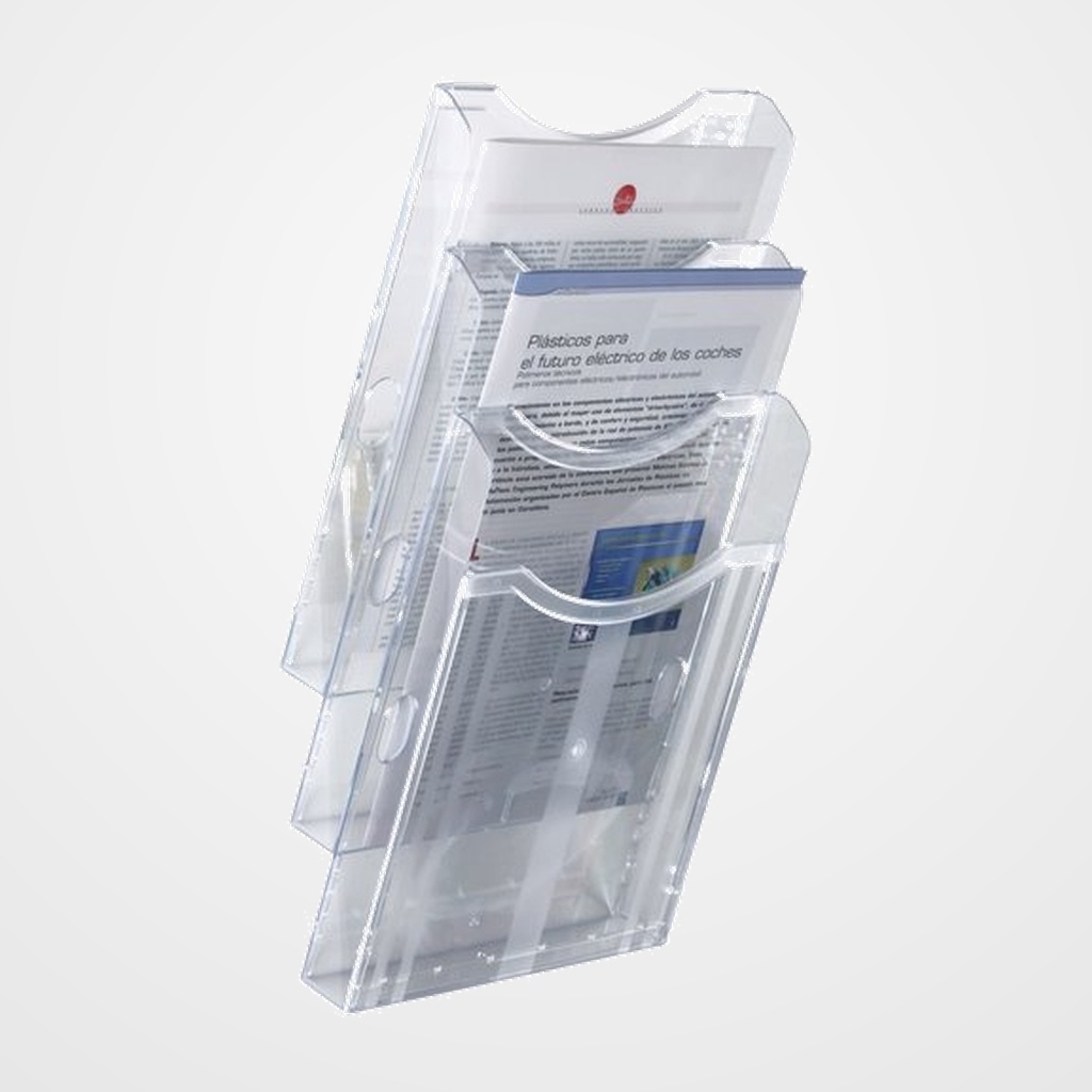 SOPORTE MURAL DE 3 BANDEJAS A4 ARCHIPLAY TRANSP.