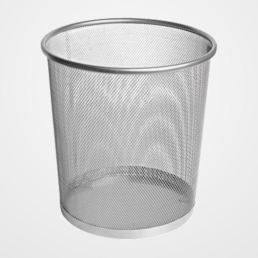 [14401455] PAPELERA METALICA FOROFIS MALLA REDONDA PLATEADA